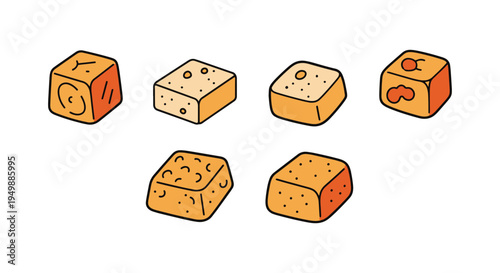 Fried Tofu Line art vector clean creative abstract