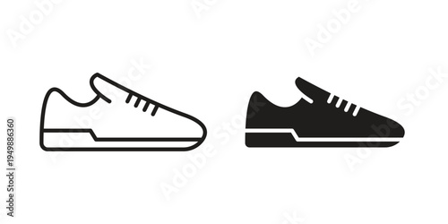 Shoes icon element for graphic designs. line and flat symbols