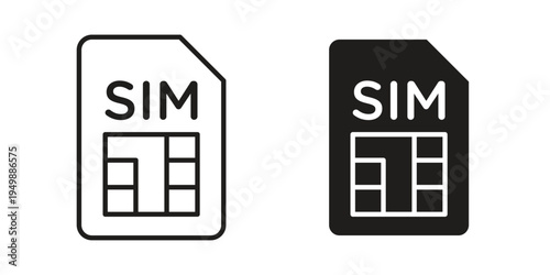 Sim icon element for graphic designs. line and flat symbols