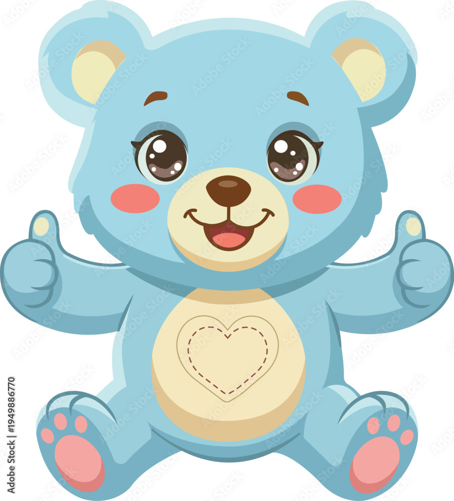 Obraz premium Teddy Bear with Thumbs Up Nursery Decor Kids Design