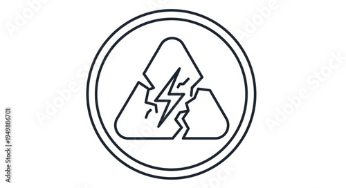 Broken Triangle Symbol with Lightning Bolt Inside.