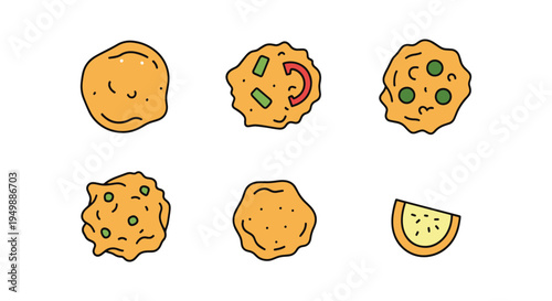 Fried Vegetable Pakora Line bold creative abstract illustration