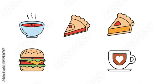 Gourmet Comfort Line art dynamic vibrant abstract color vector