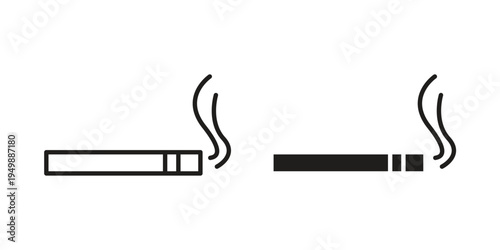 Smoking cigarette icon element for graphic designs. line and flat symbols