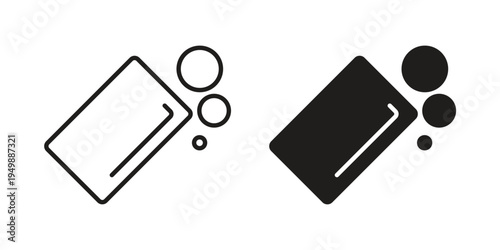 Soap bar icon element for graphic designs. line and flat symbols