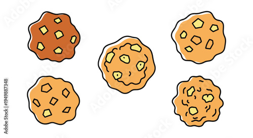 Fried Apple Fritters Line art clean minimal abstract tone vector