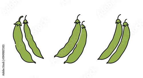 Green Beans Tender Line art creative vibrant abstract vector