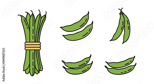 Green Beans Tender Line art dynamic modern artistic abstract illustration