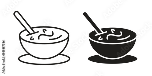 Sour soup icon element for graphic designs. line and flat symbols