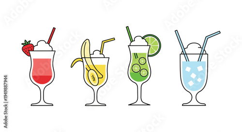 Frozen Daiquiri Line art dynamic abstract artistic vector