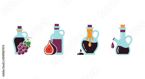 Gourmet Vinegars Line art dynamic fluid abstract color illustration