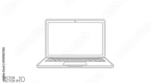 Open Laptop Computer with Blank Screen, Modern Technology Device