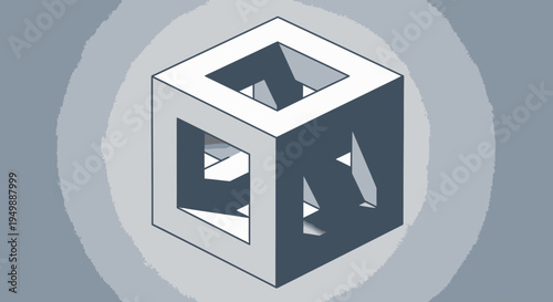 Optical Illusion Cube Abstract Geometric Design