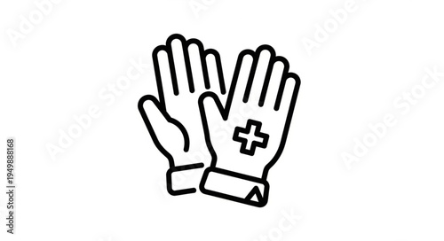 Medical Gloves with Plus Sign Icon.