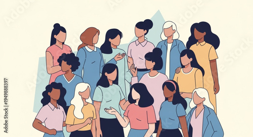 Diverse Group of Women Standing Together in Solidarity.