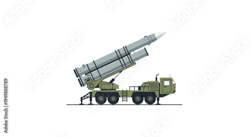 Mobile missile launcher with multiple missiles on a truck.