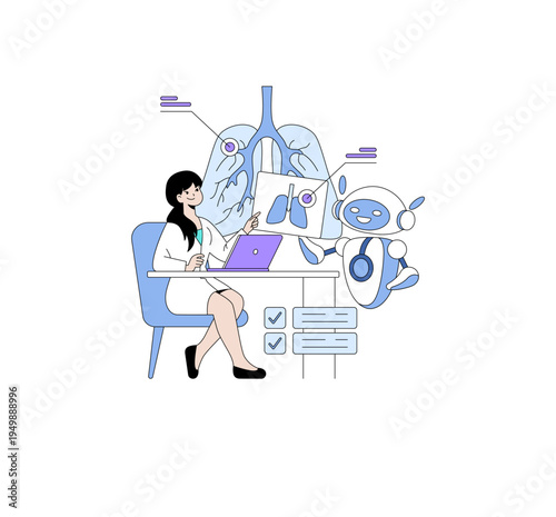 Woman Collaborates with Robot for Lung Health Analysis