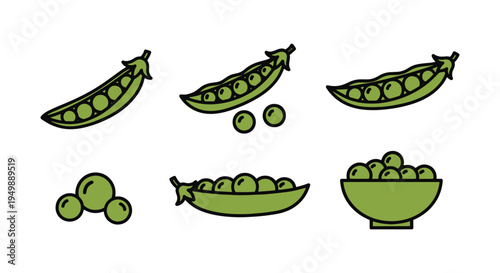 Green Peas Line art vector soft pastel abstract design