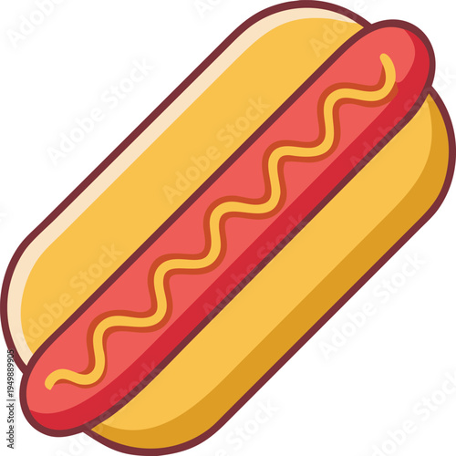 Hot Dog with Mustard Cartoon sausage condiment