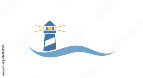 Vector lighthouse icon with wave