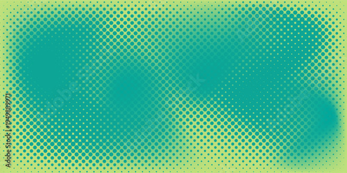 Bright green and turquoise pop art retro background with halftone in comic style, vector illustration eps10