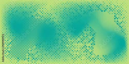 Bright green and turquoise pop art retro background with halftone in comic style, vector illustration eps10