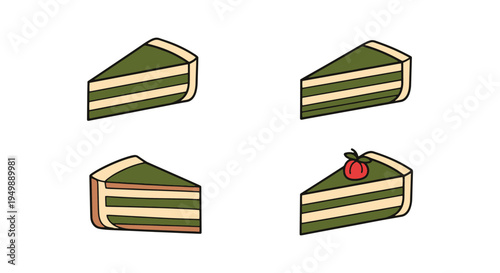 Green Tea Tiramisu Line art dynamic abstract creative vector