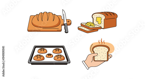 Homemade Bread Line art vector minimal abstract graphic color