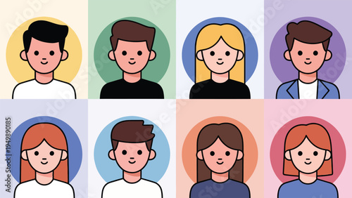 Set of 8 diverse people icons vector