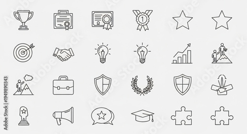 Collection of Business and Success Related Icons.
