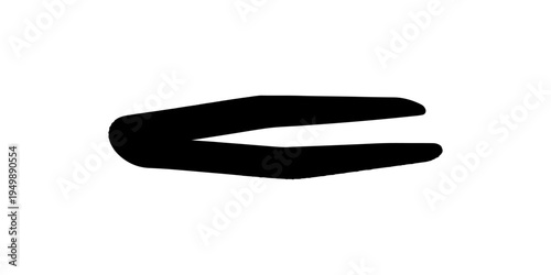 Isolated closeup of a female hand with a black glove holding a black purse alongside a sharp silver metal razor and steel tweezers beauty accessory object