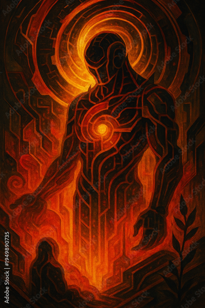 Fototapeta premium Futuristic artificial intelligence entity glowing with energy
