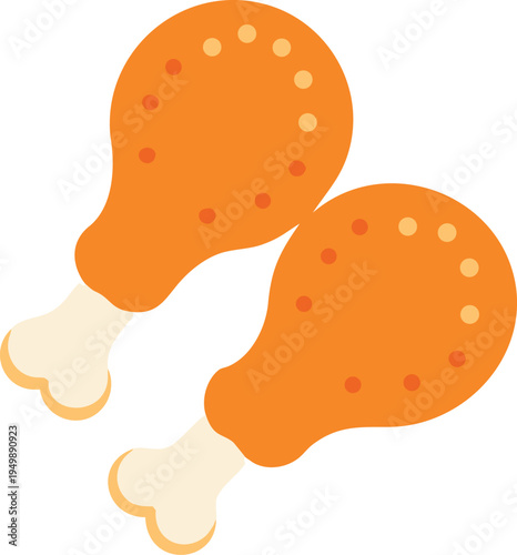 Pair of Crispy Fried Chicken Legs Keywords: fried chicken, chicken drumstick, food, meal, crispy