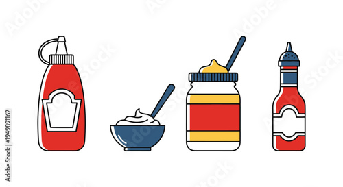 Homemade Condiments Line art creative contemporary abstract illustration