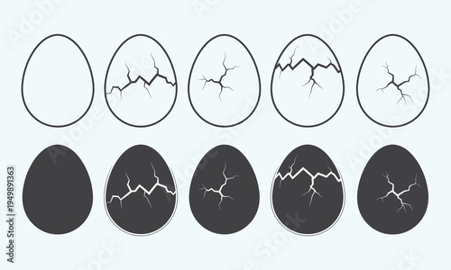 Eggshell crack patterns and formation stages