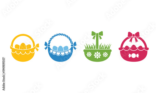 Easter eggs in yellow blue green and red colors