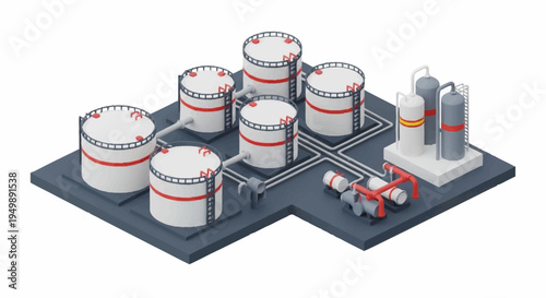 Industrial oil storage facility with pipelines.