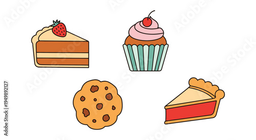 Homemade Desserts Line art minimal bold abstract illustration