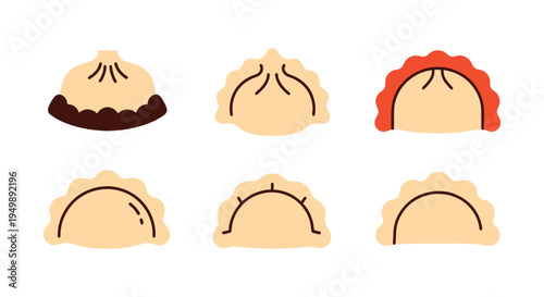 Homemade Dumplings Line art modern abstract theme illustration