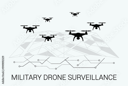 Military drones conducting surveillance in a networked environment