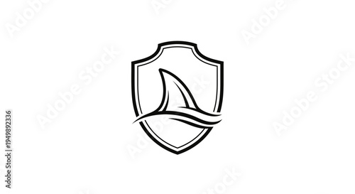 Ocean Protection Shield Emblem - Marine Wildlife Conservation Symbol
