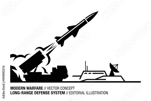 Modern warfare long-range defense system launching missile