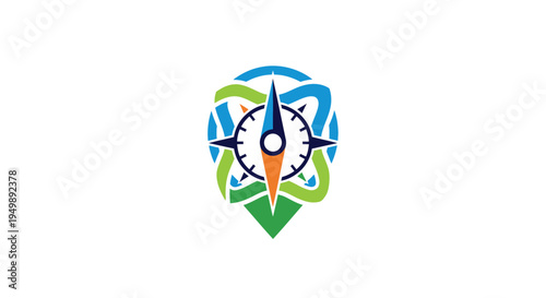 Navigation Compass Shield Icon - Directional Guidance and Location Symbol