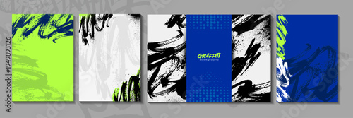 Modern graffiti art template with brushes background spray paint effects. Hand-drawn abstract graffiti vector illustration