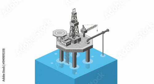 Offshore oil rig platform in the ocean.