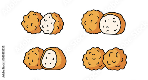 Fried Chicken Meatballs Line modern abstract vibrant vector
