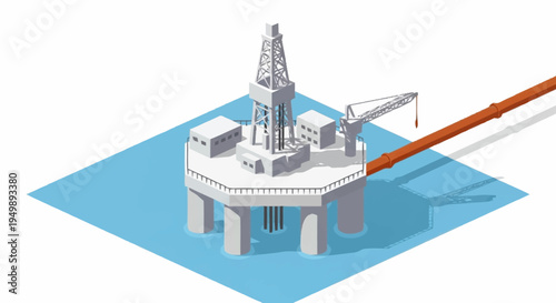 Offshore oil rig platform in the ocean.