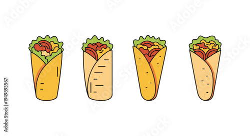 Gyro Wrap Line art vector set flat modern abstract