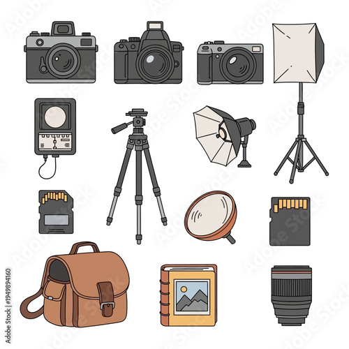 Collection of Photography Equipment and Accessories.