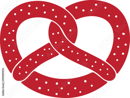 A classic pretzel with salted surface design in vibrant red color